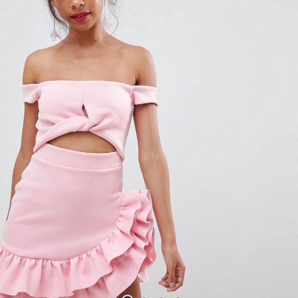 ASOS Petite Bardot Dress with Frill Hem